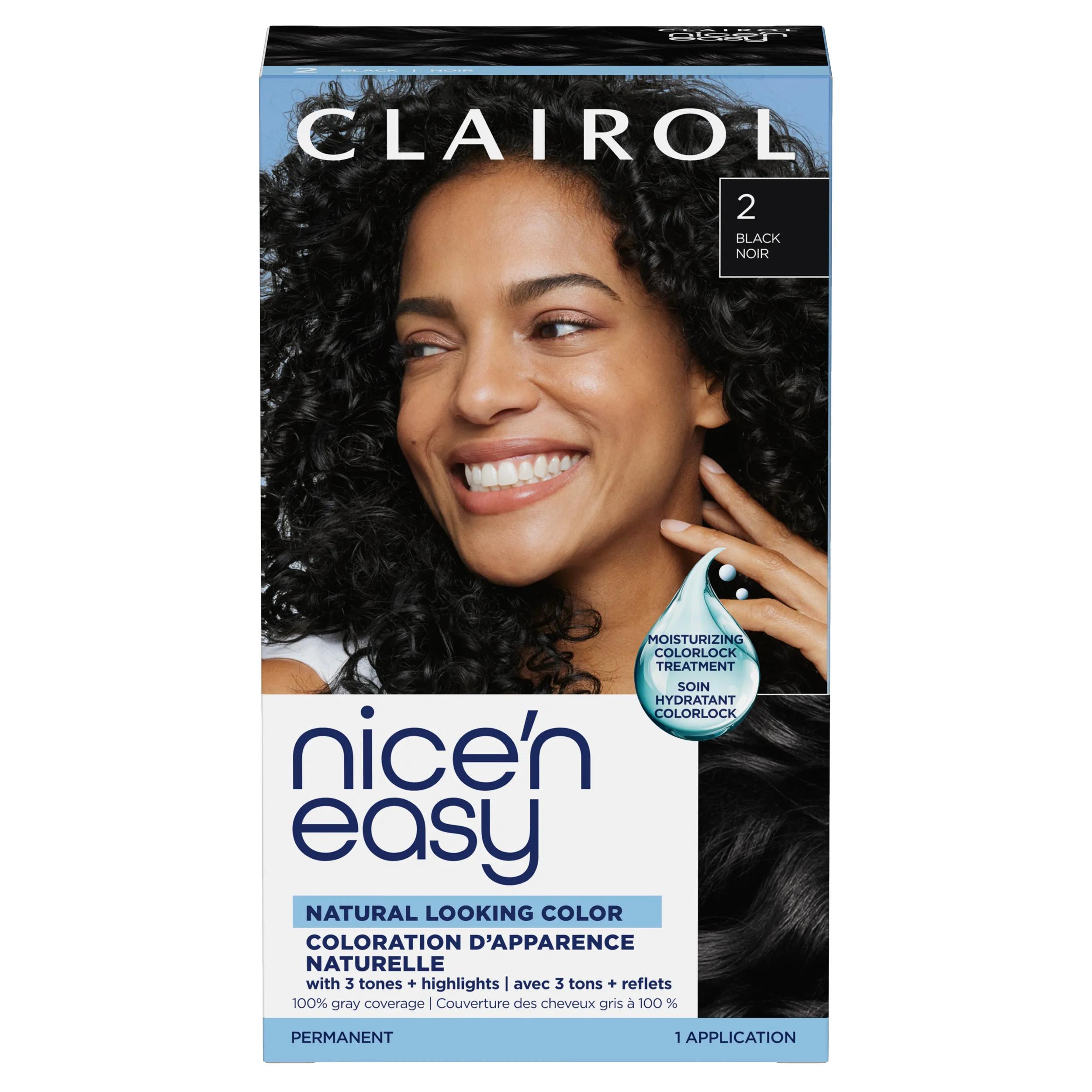 Clairol Nice'n Easy Permanent Hair Dye, 2 Black, 1 kit | Clairol CA