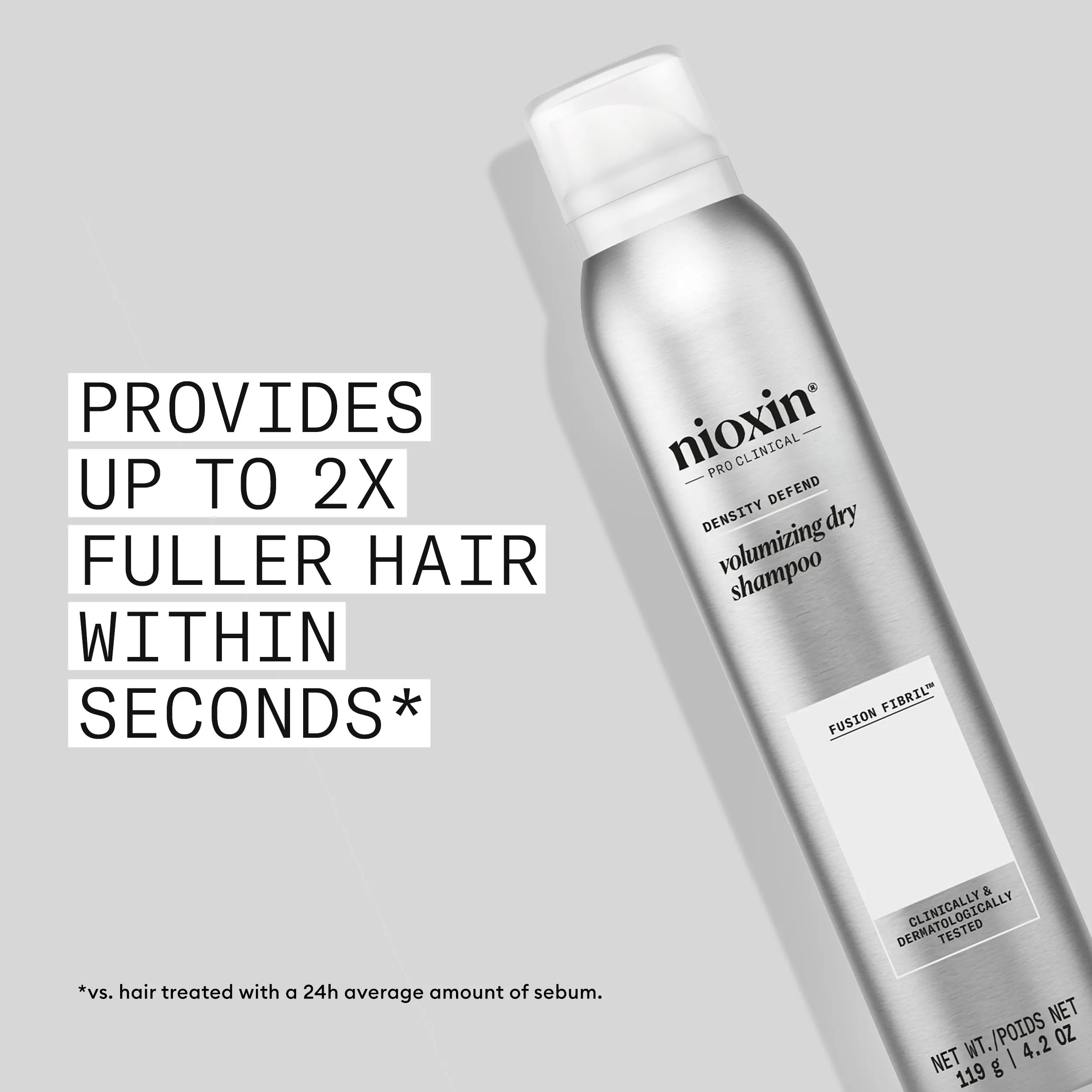 provides up to 2x fuller hair within seconds