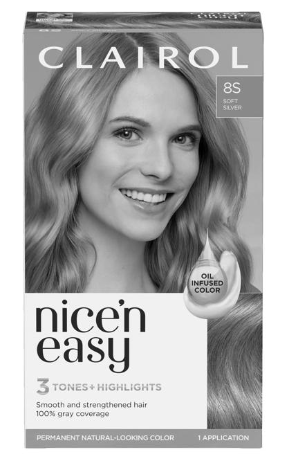 Clairol Nice'n Easy Permanent Hair Dye, 8S Soft Silver, 1 kit