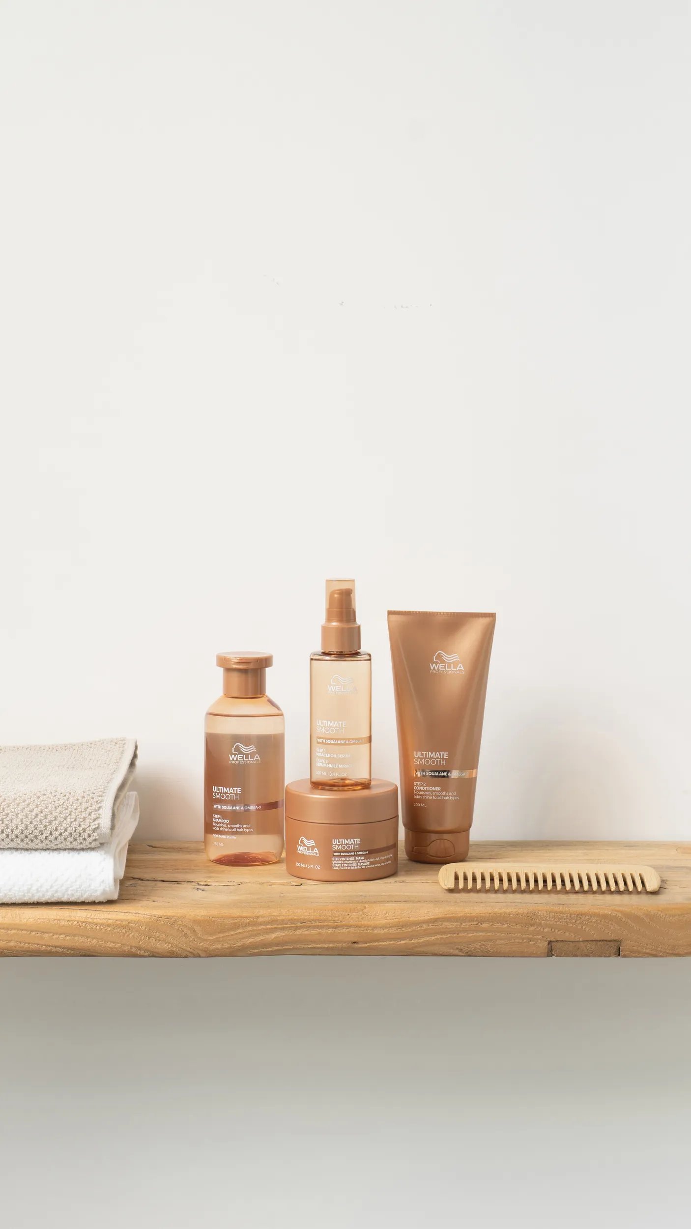 ULTIMATE SMOOTH Shampoo, Conditioner, Mask and Miracle Oil Serum.