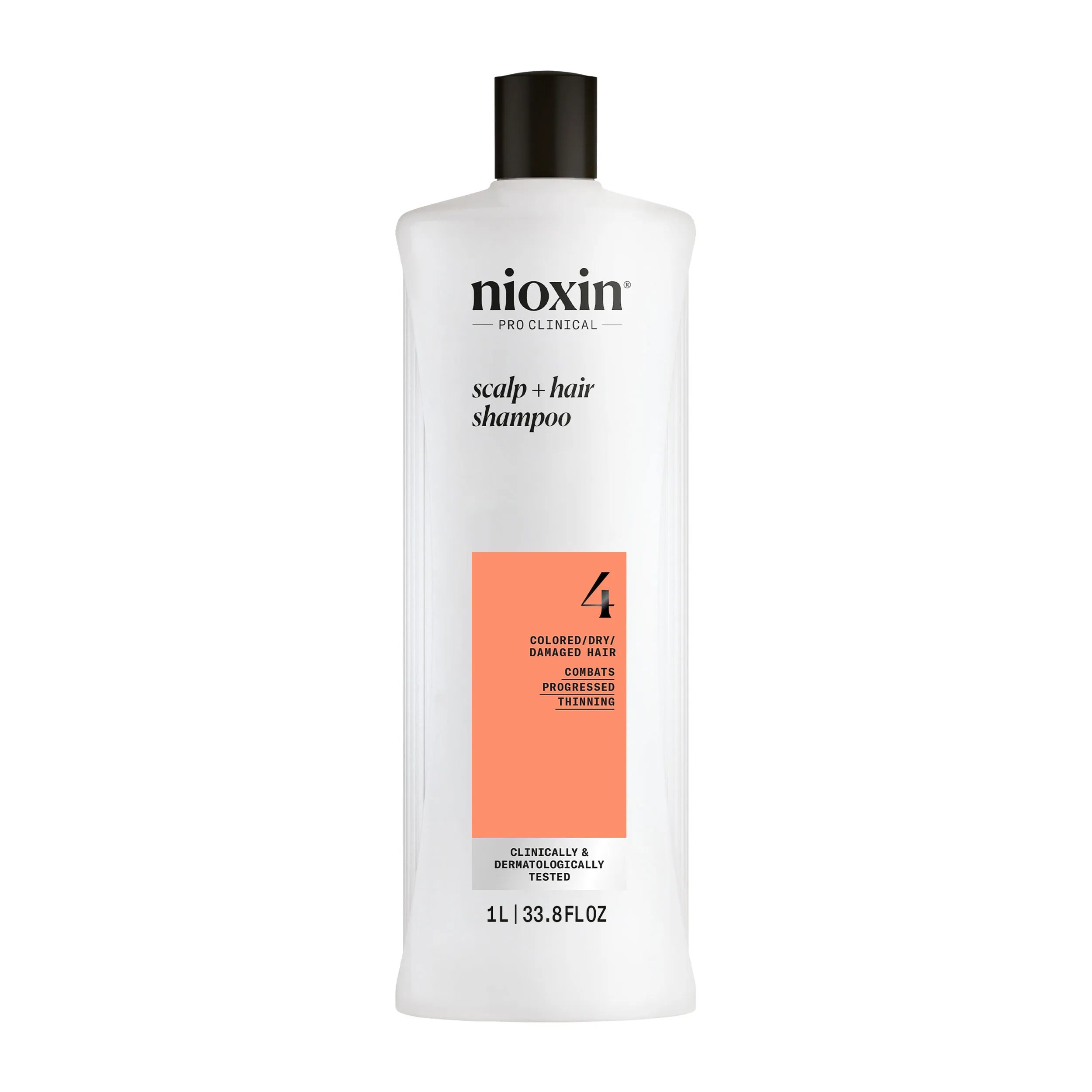 Nioxin System 4 shampoo bottle against white background