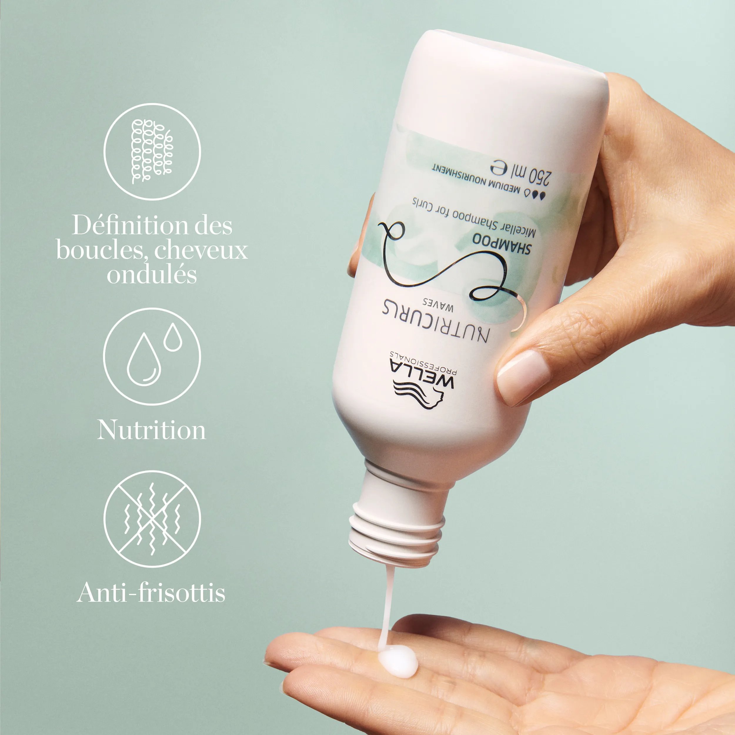 Shampooing Wella NutriCurls Waves pour la définition des boucles.