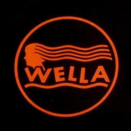 Image of the Wella logo in red against a black background.