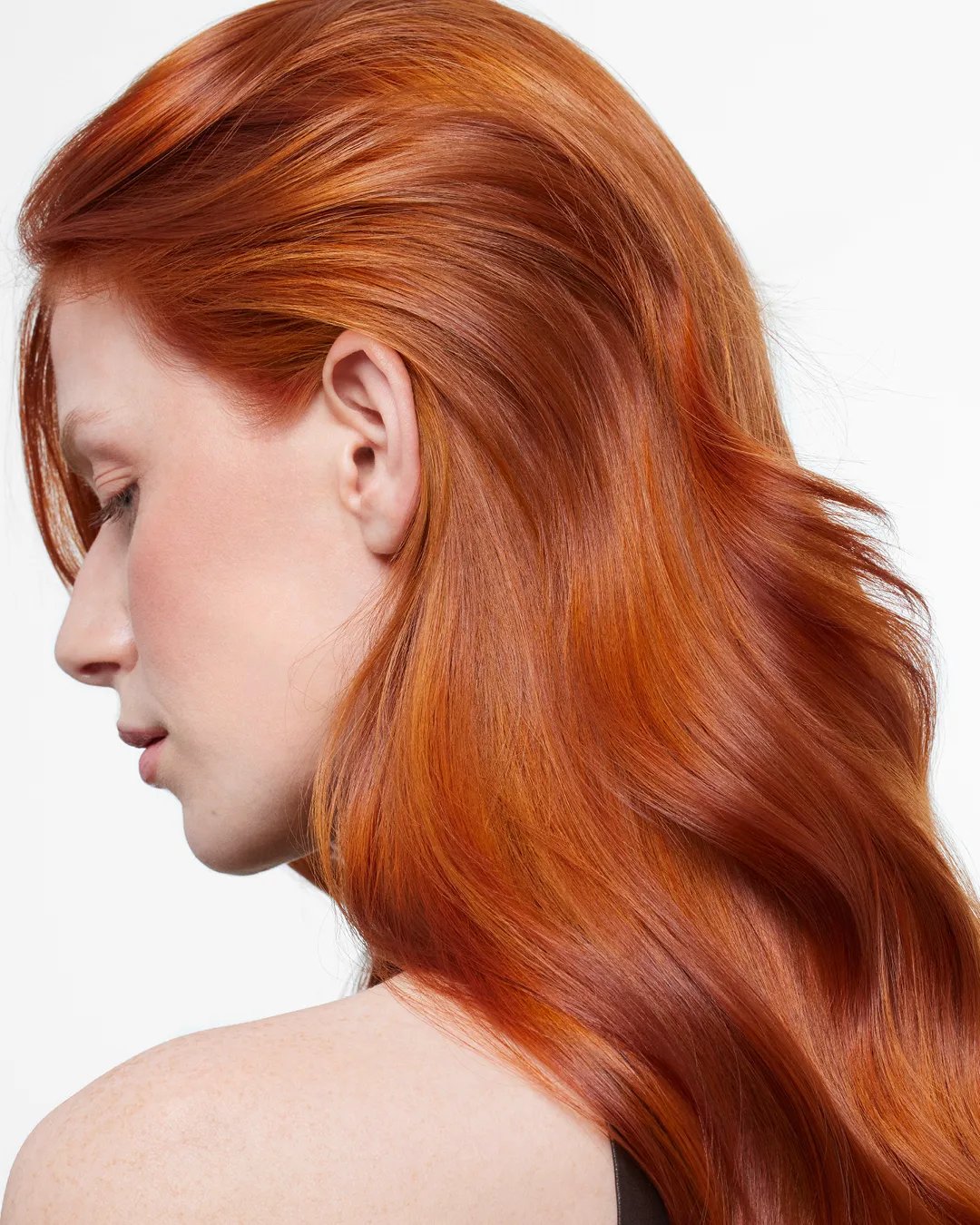 A woman with long red hair