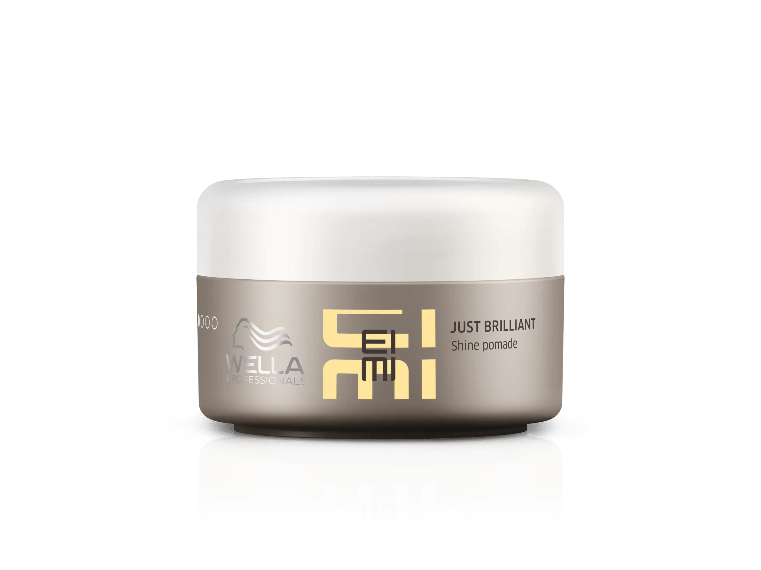 EIMI Just Brilliant pack shot grey tub with EIMI yellow logo