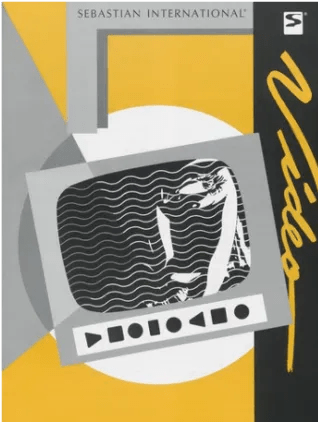 
Vintage Sebastian International video cover with stylised screen and bold yellow accents.
