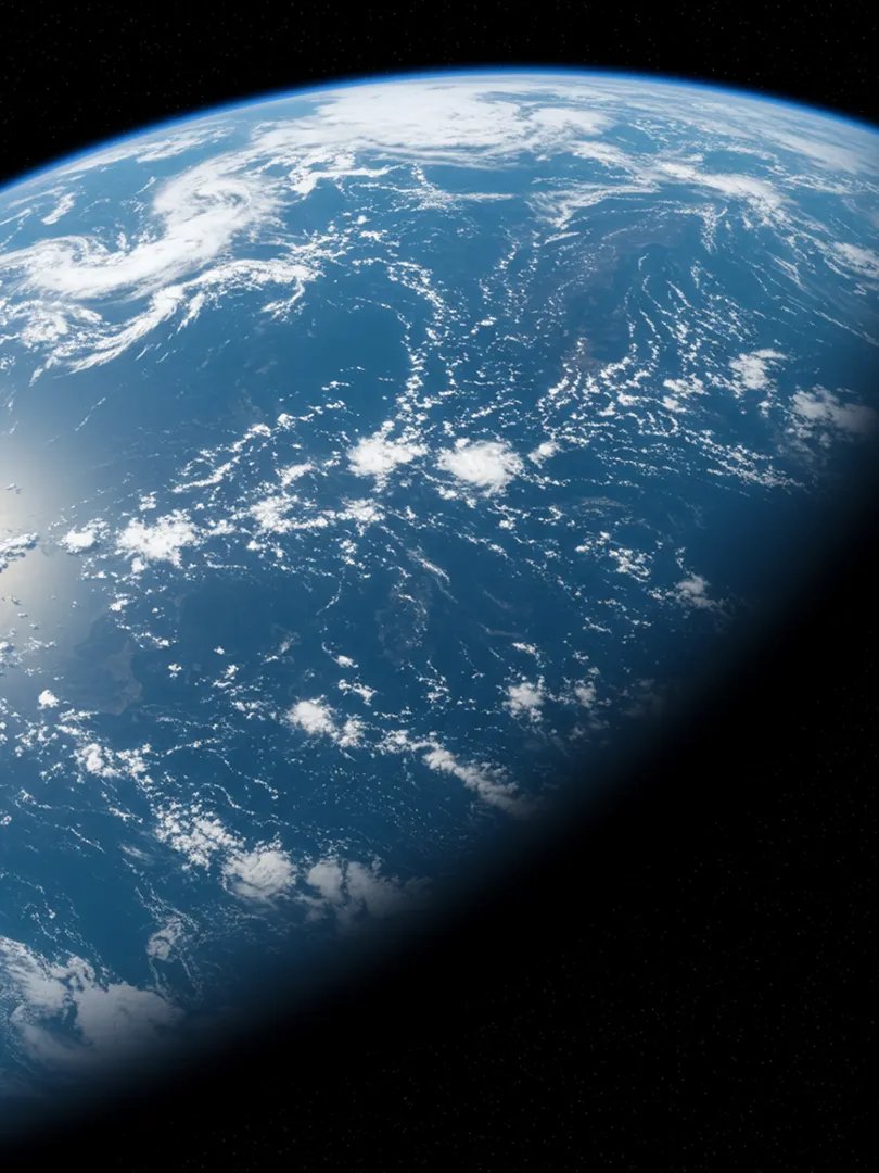 Image of Earth from space showing oceans and clouds.