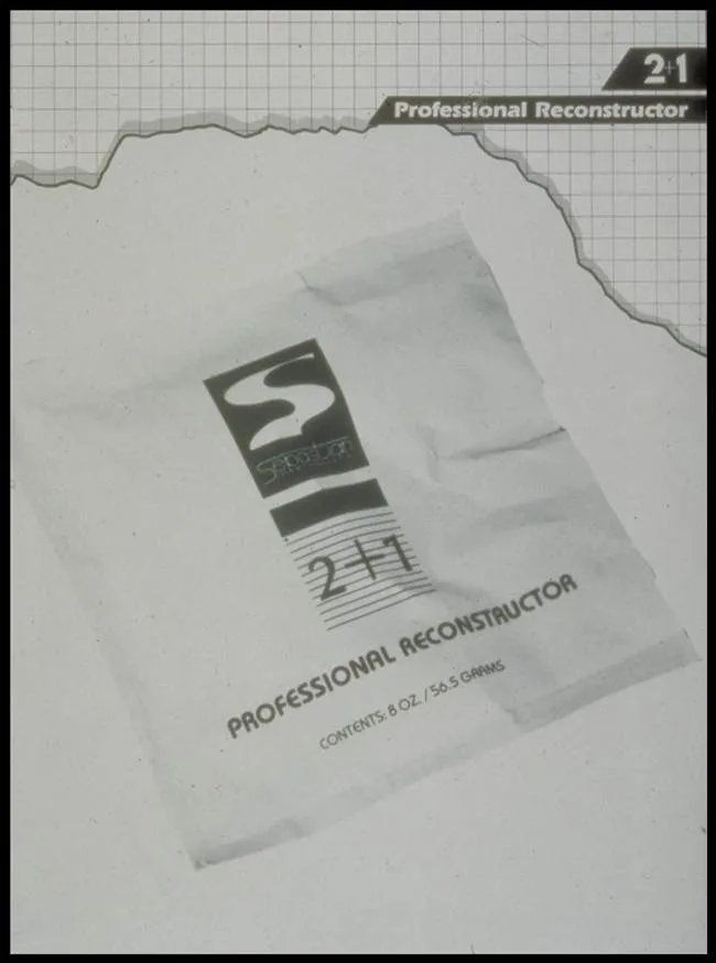 
Vintage Sebastian 2+1 Professional Reconstructor packet with logo and product details.
