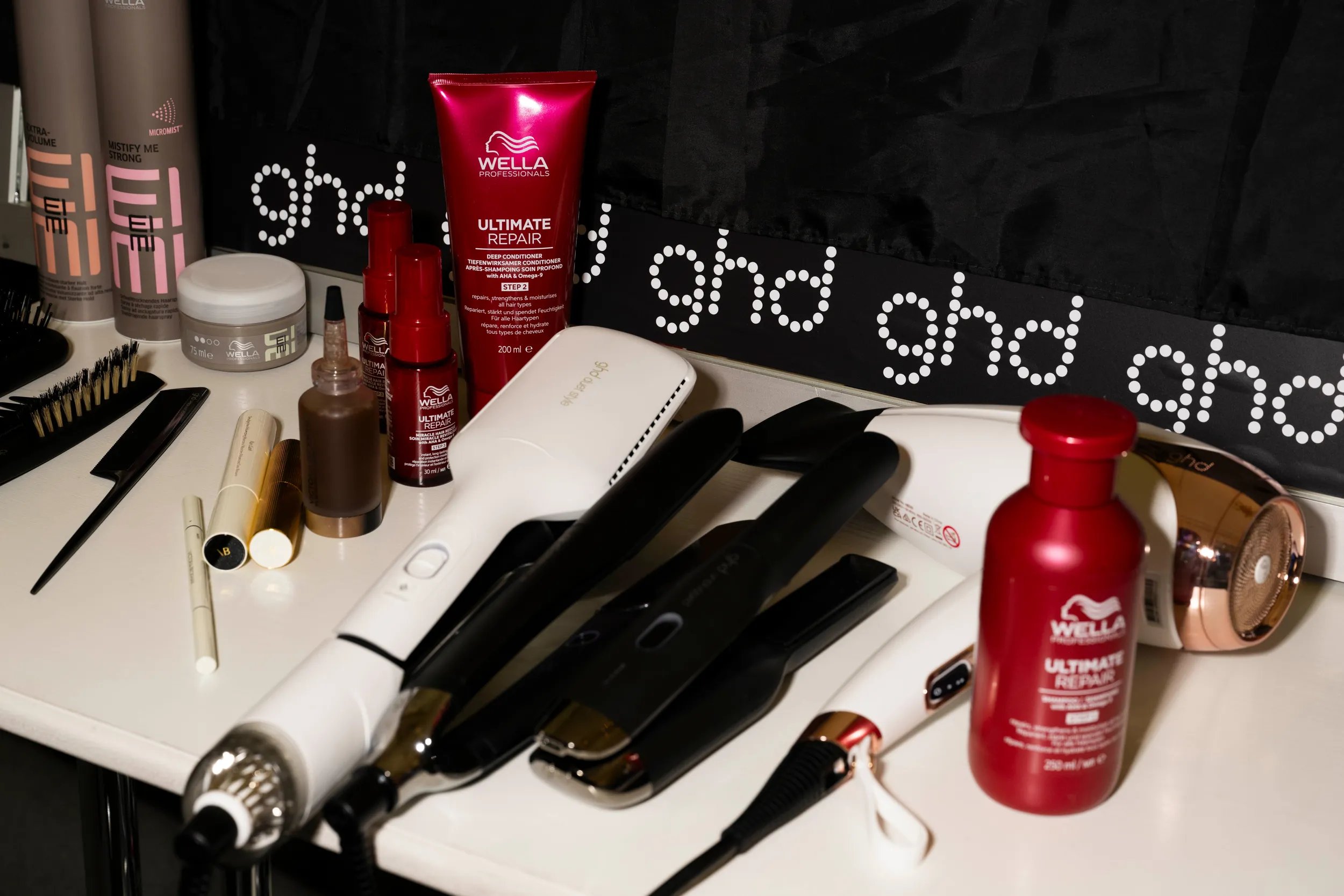 Models backstage at the Victoria Beckham SS26 Paris Fashion Week show.