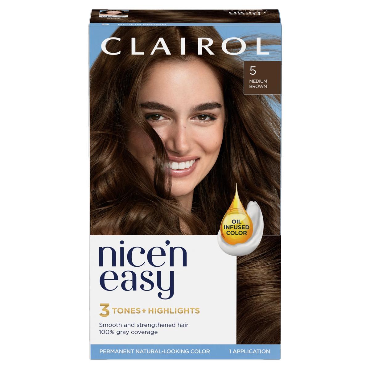 Nice n Easy Permanent Hair Dye 5 Medium Brown Clairol US