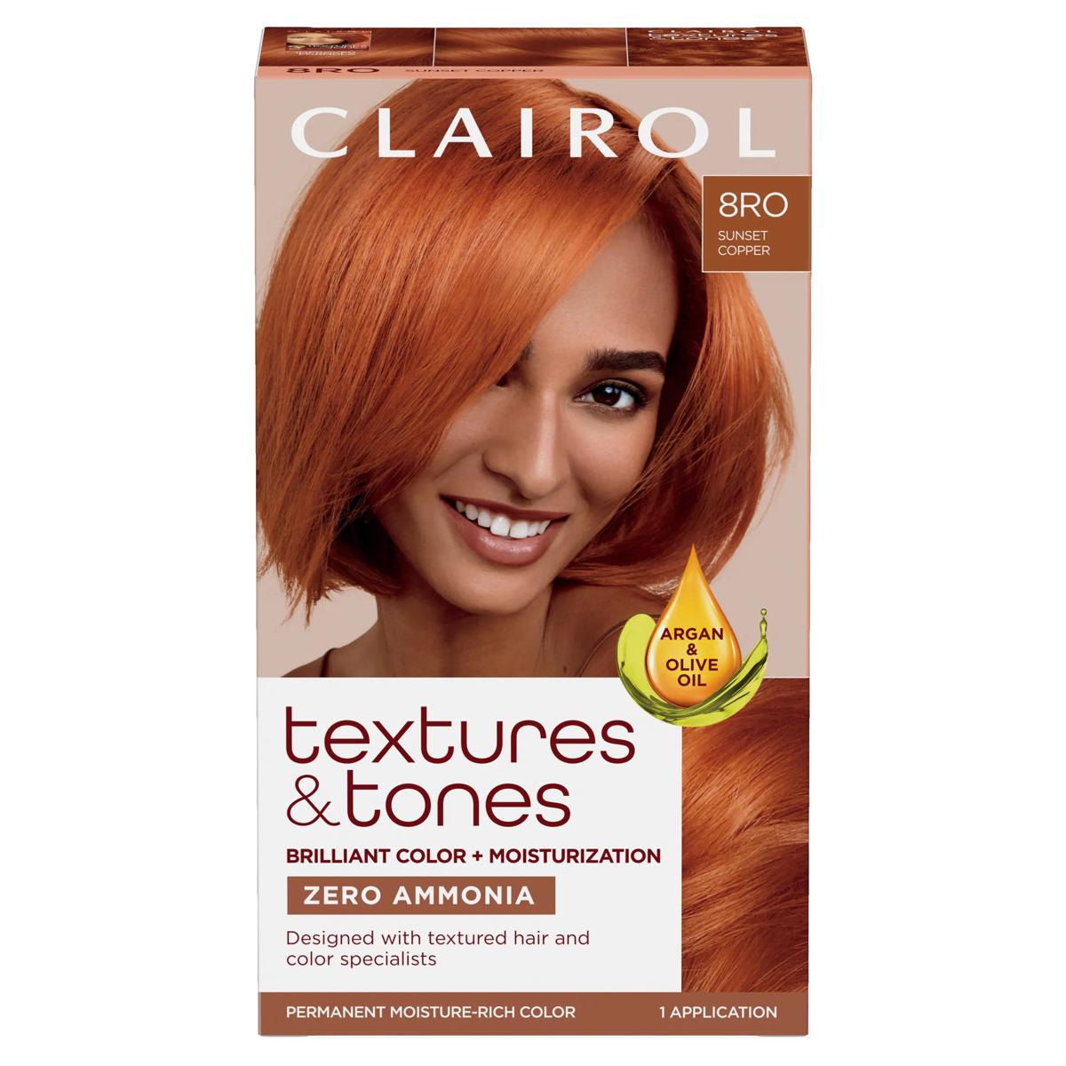 Clairol Textures & Tones Permanent Hair Dye, 8RO Sunset Copper,1 kit