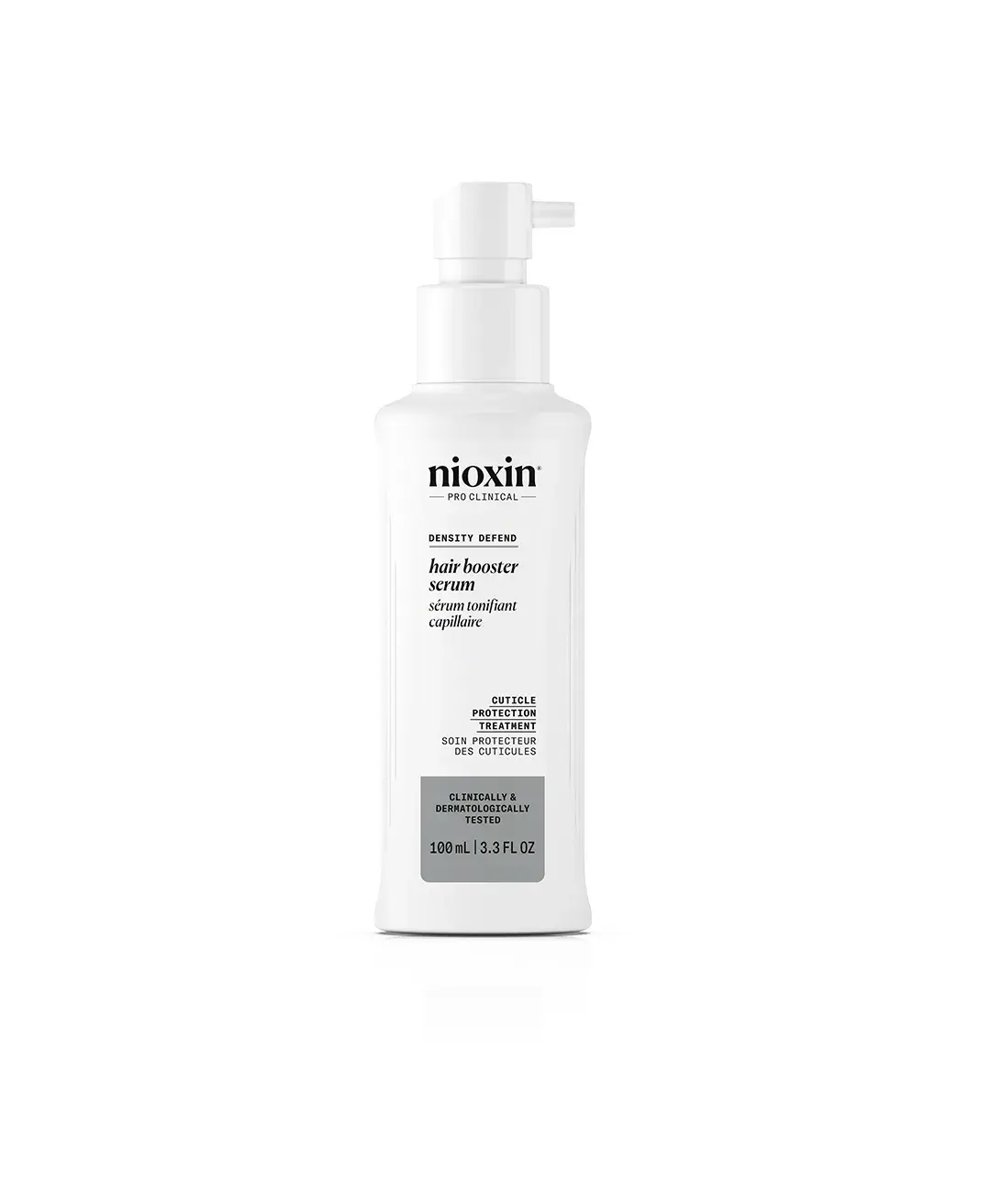 Nioxin hair booster serum bottle against white background