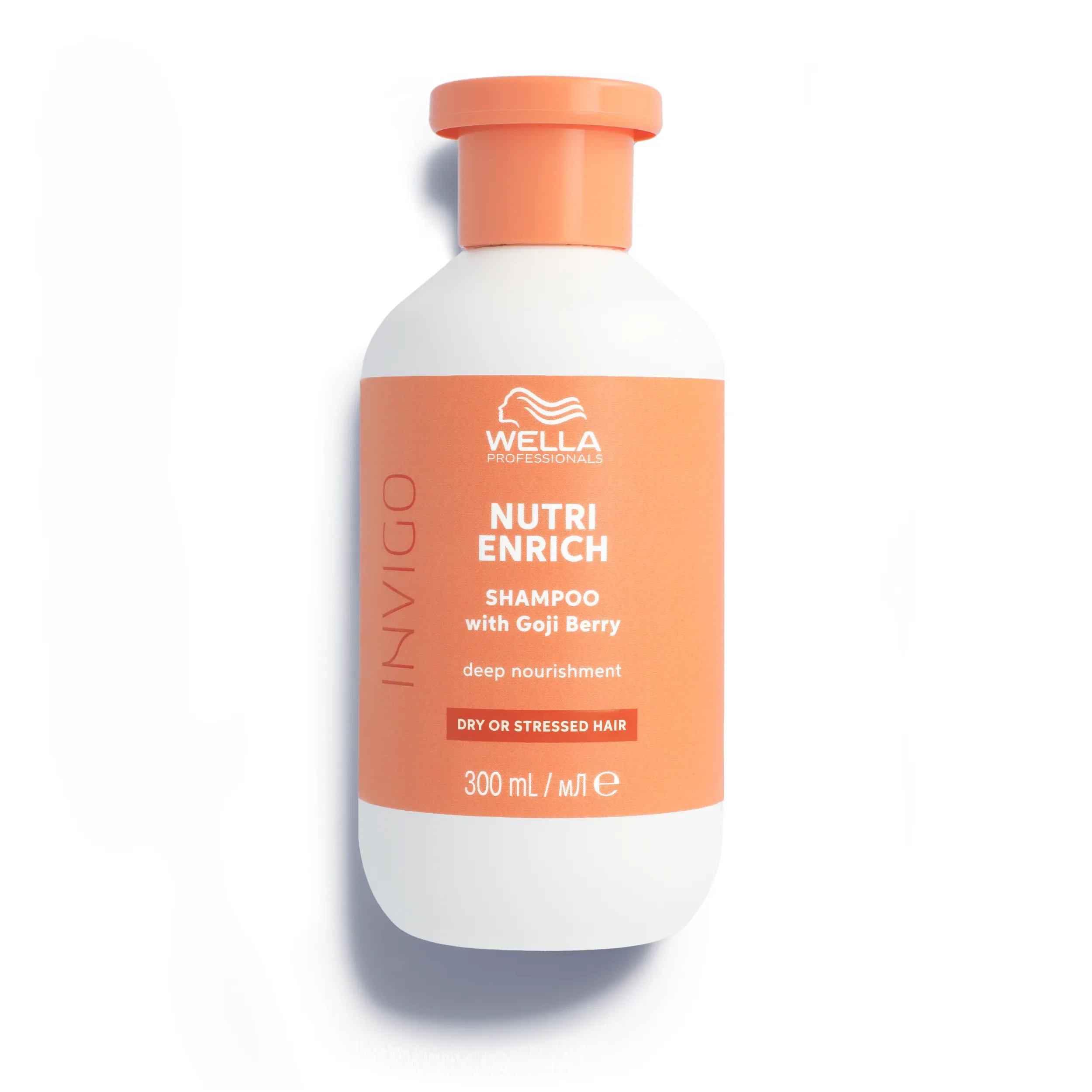 Image of an orange bottle of Wella Professionals Invigo Nutri-Enrich Deep Nourishing Shampoo.