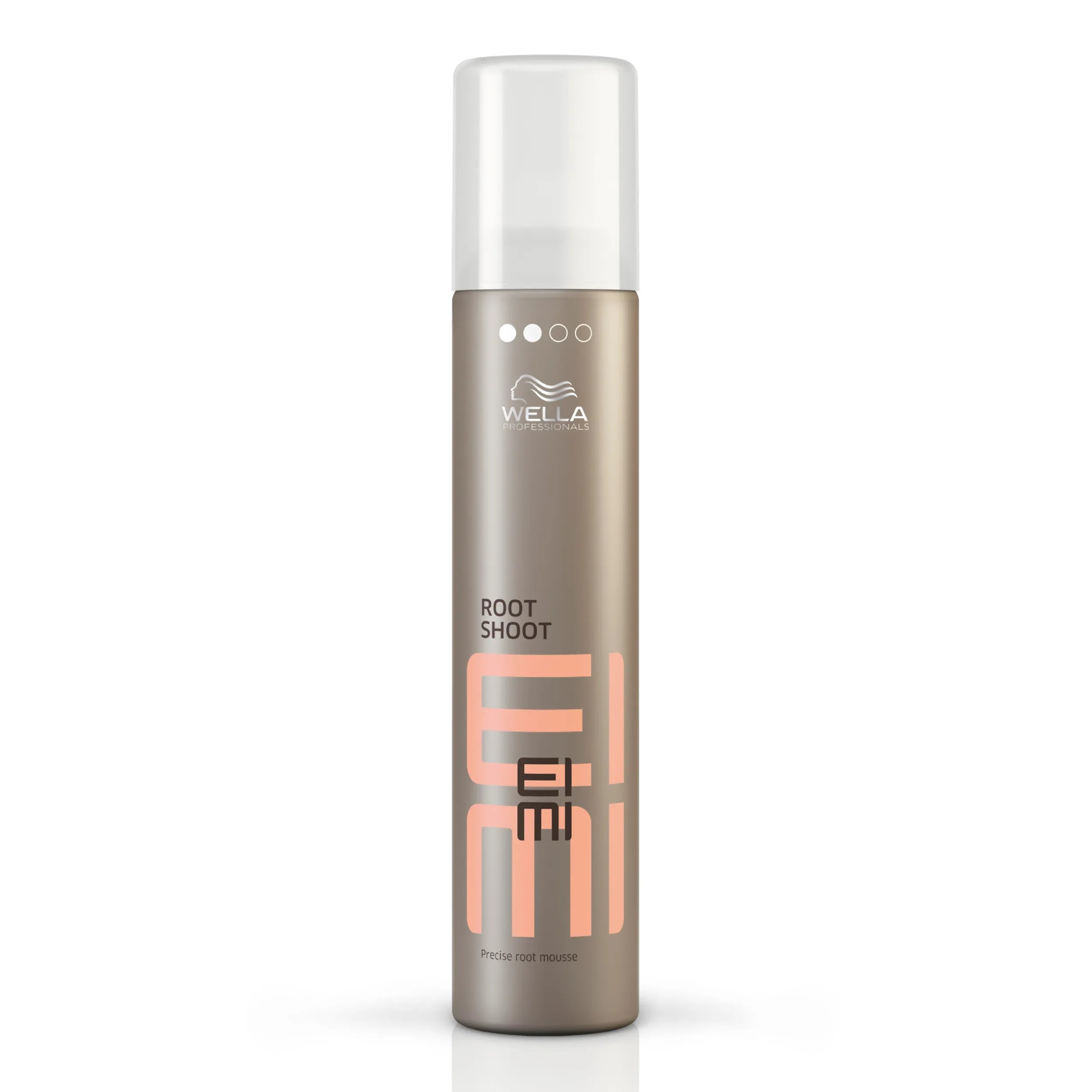 Wella EIMI Root Shoot Mousse packshot - a bottle with a white lid and pink EIMI logo.