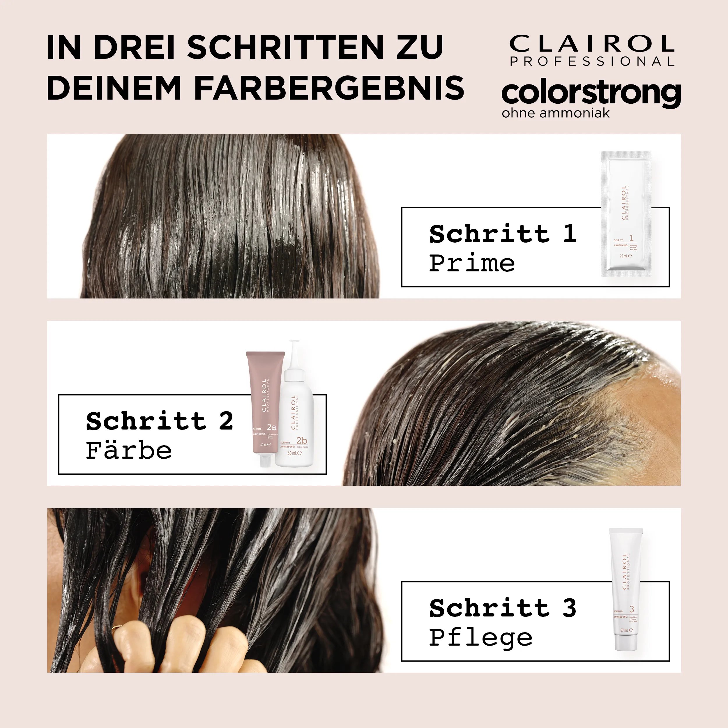 In drei Schritten zu deinem Farbergebnis