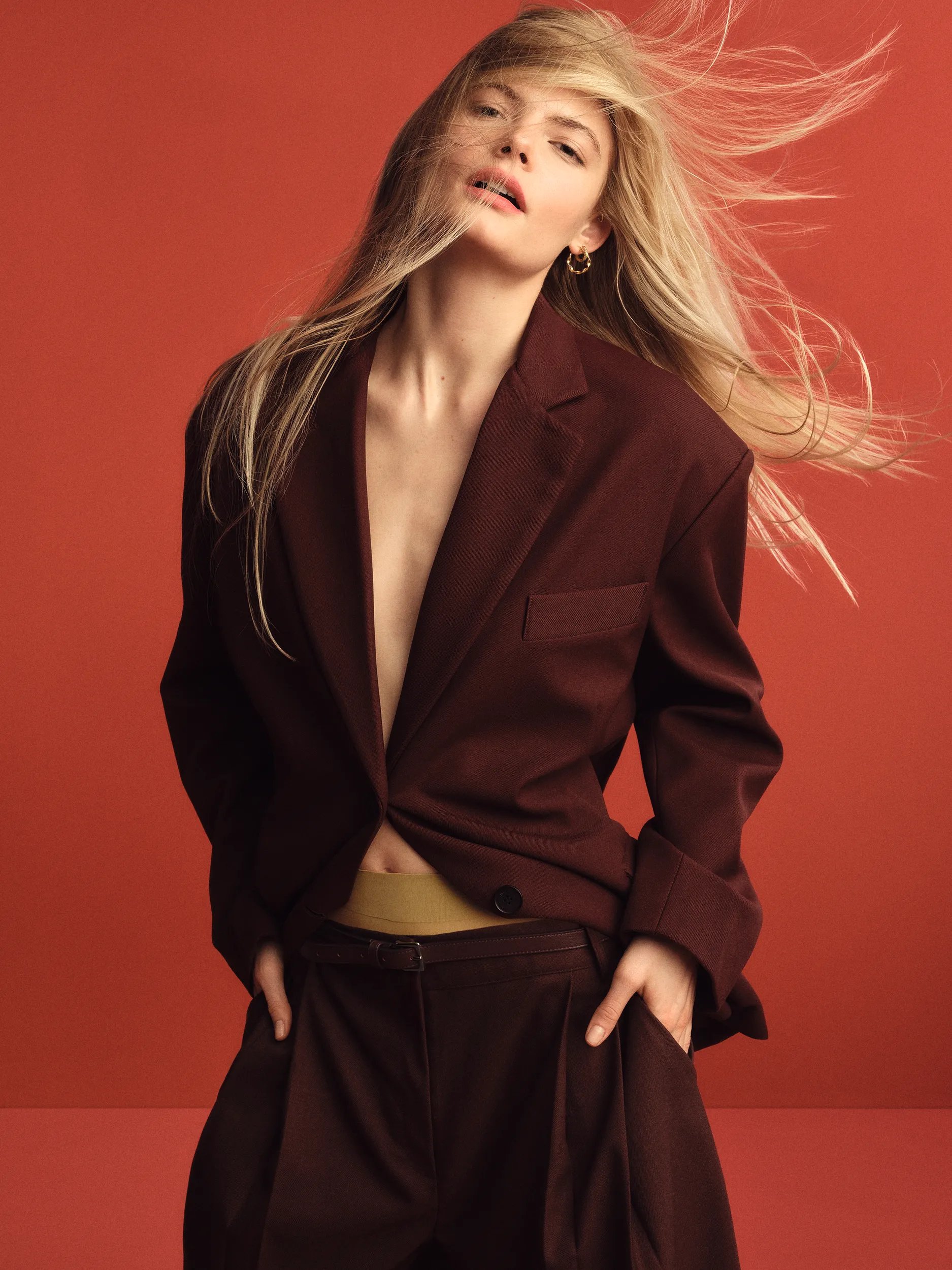Model with blonde long hair