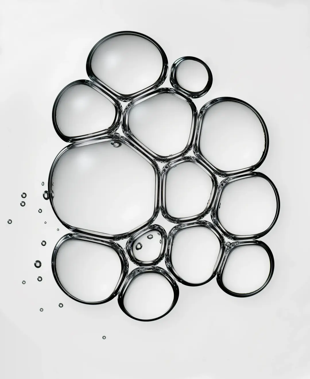 clear grey tint bubbles against grey background