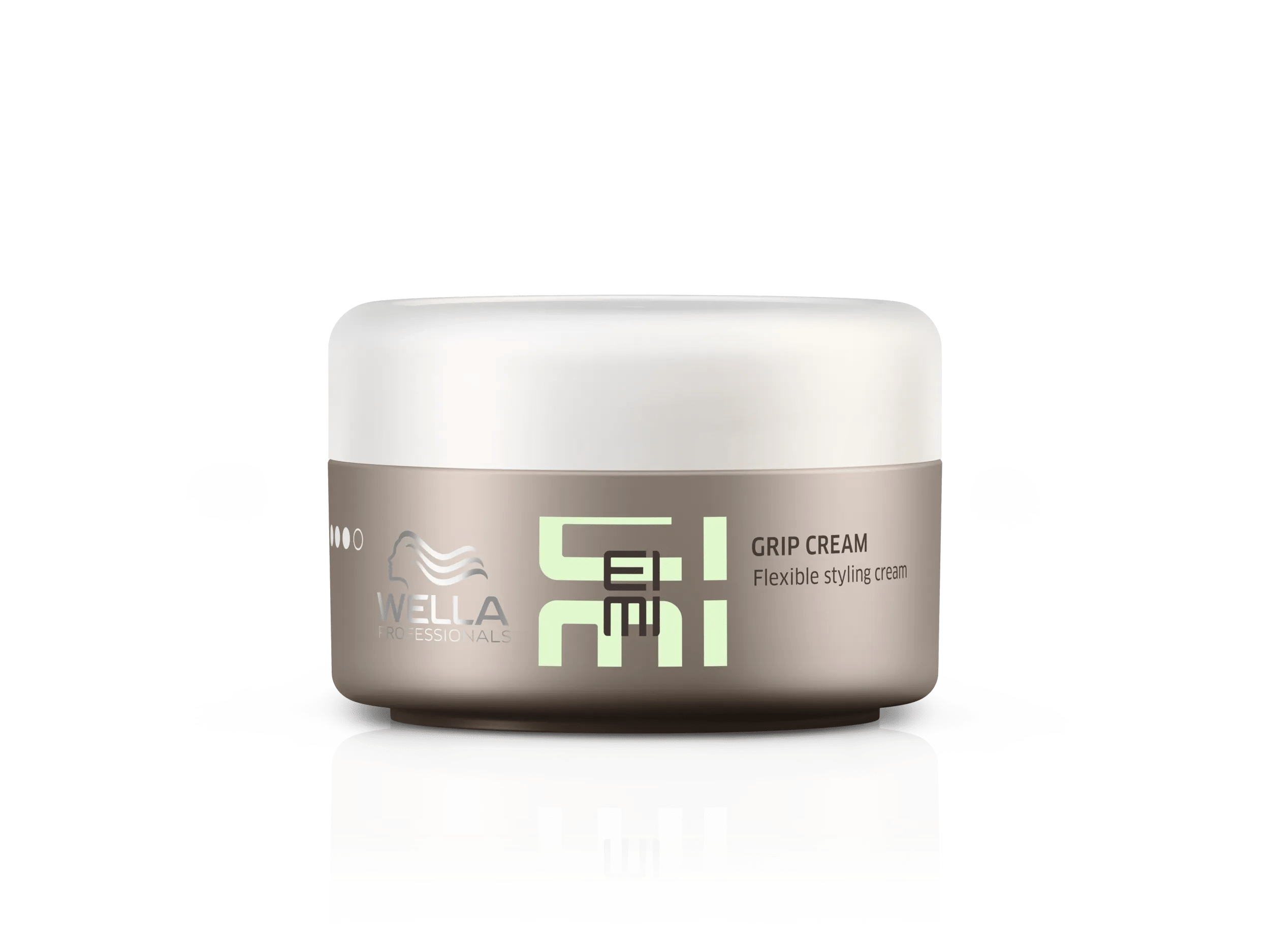 EIMI Grip Cream pack shot grey tub with green EIMI logo