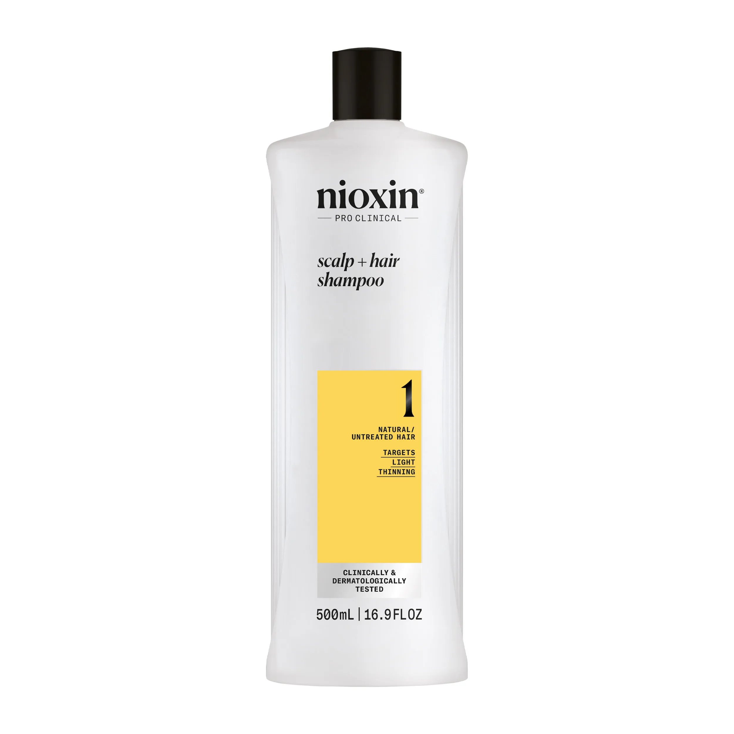 Nioxin System 1 Scalp + Hair Shampoo bottle against white background