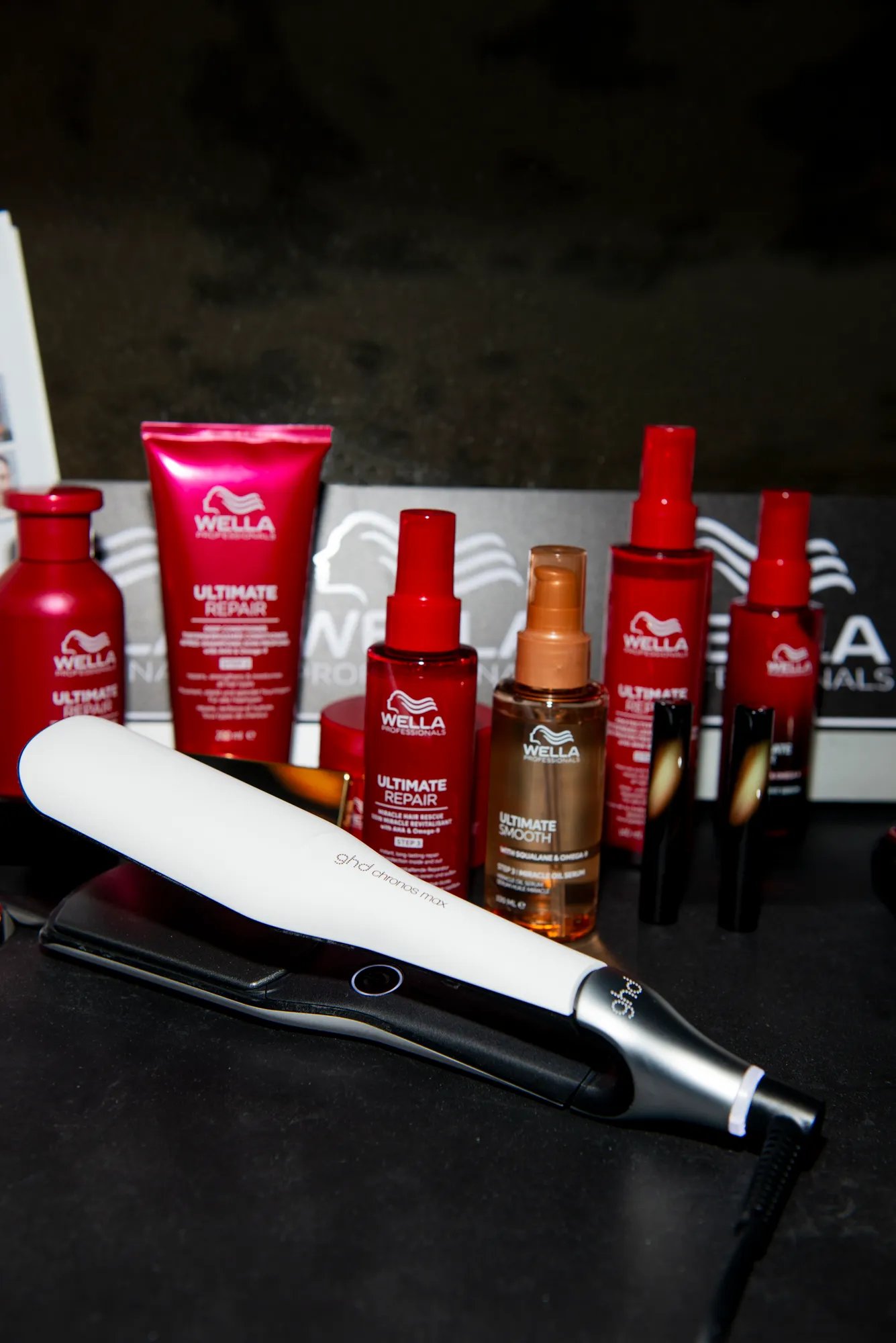 ULTIMATE REPAIR collection and ghd chronos max backstage at Paris Fashion Week.