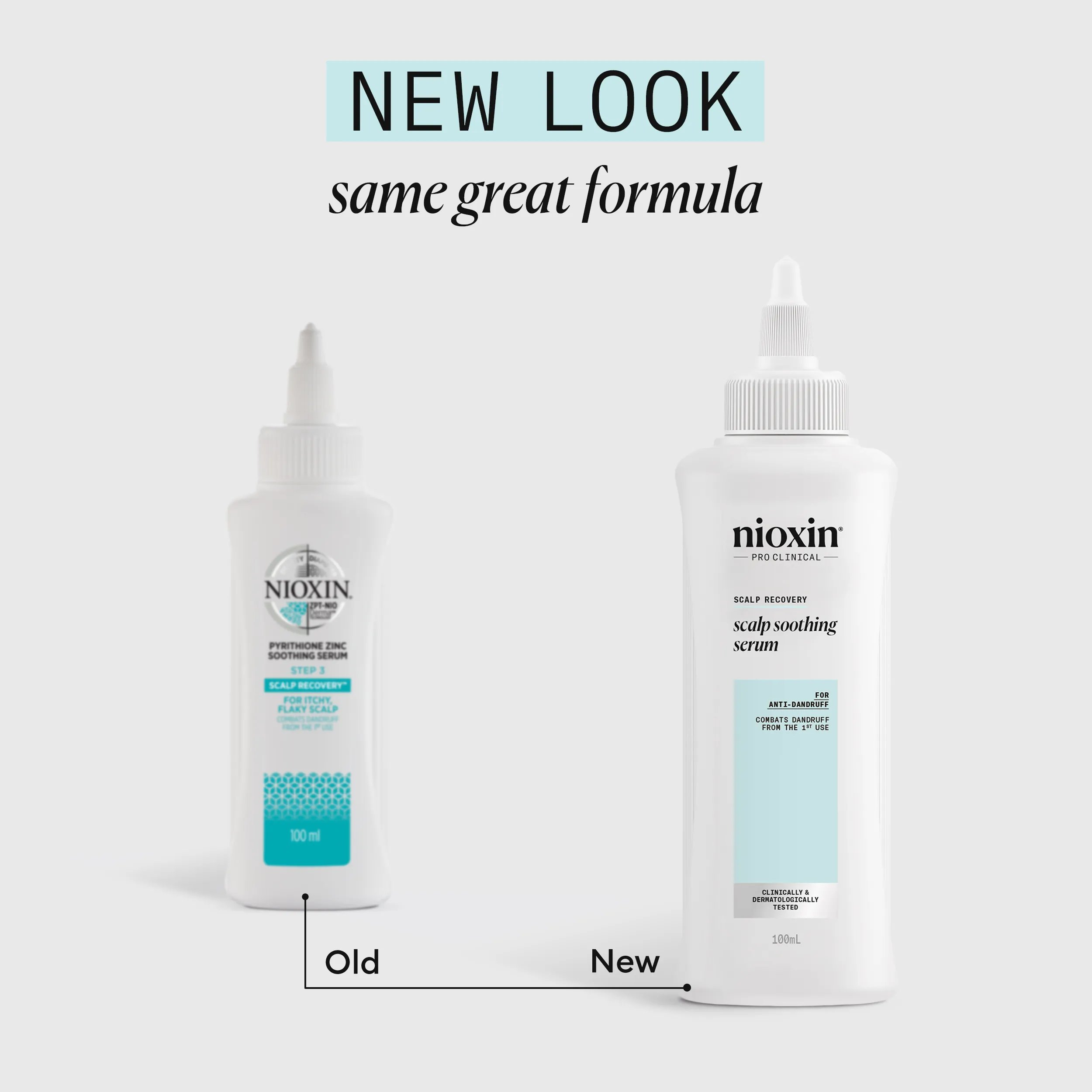 Nioxin scalp soothing serum old and new bottle side by side