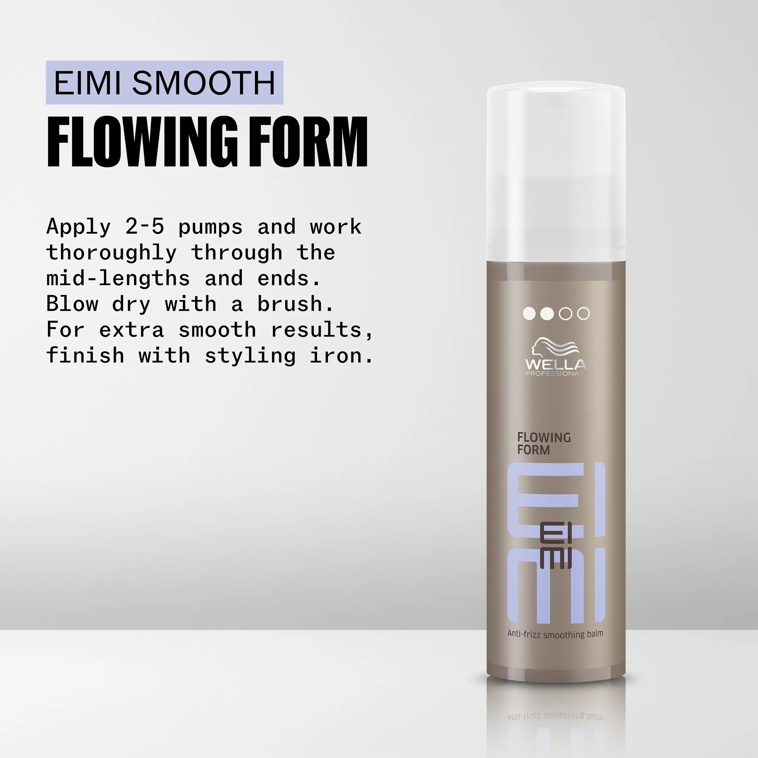 Wella EIMI Flowing Form smoothing balm and instructions.