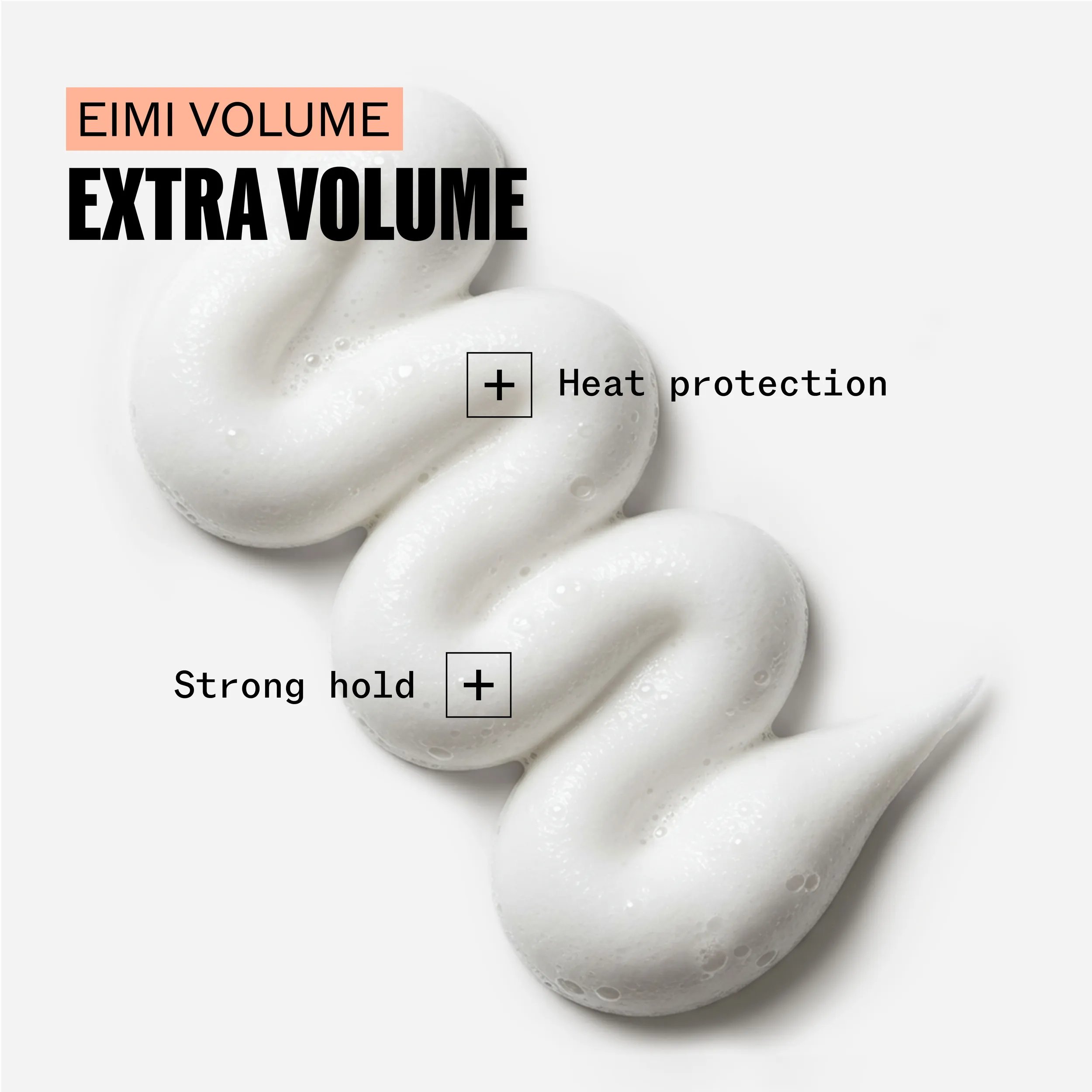 Image of a thick, white swatch of Wella EIMI Extra Volume mousse on a white background.